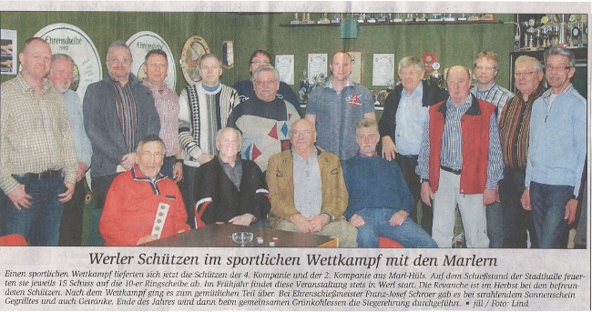 Werler Schützen im sportlichen Wettkampf mit den Marlern // Quelle: Soester Anzeiger